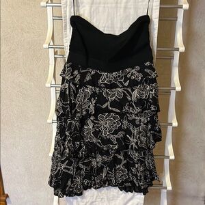 Express Black and White Strapless Babydoll Dress